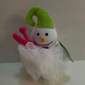 Pier 1 Imports Snowman Bath Puff Loofah Green‎ Holiday Christmas New